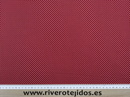 [5.9500] Algodón 100%, fondo rojo con topos blancos