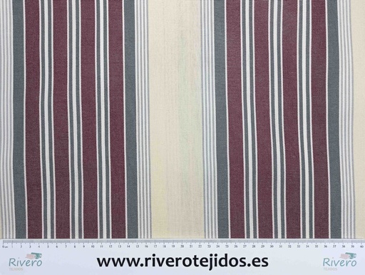 [16.3000] Lona de toldo rayas desiguales beige y burdeos