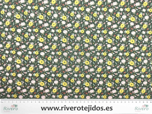 [7.6500] Algodón estampado flores